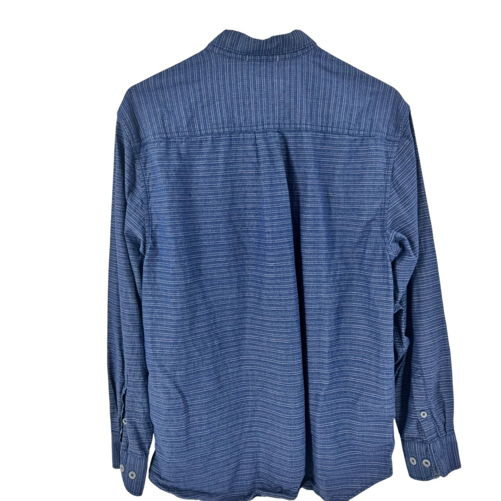 Tommy Bahama Mens Blue White Striped Dobby Cotton Long Sleeve Button Down  M - Picture 3 of 10